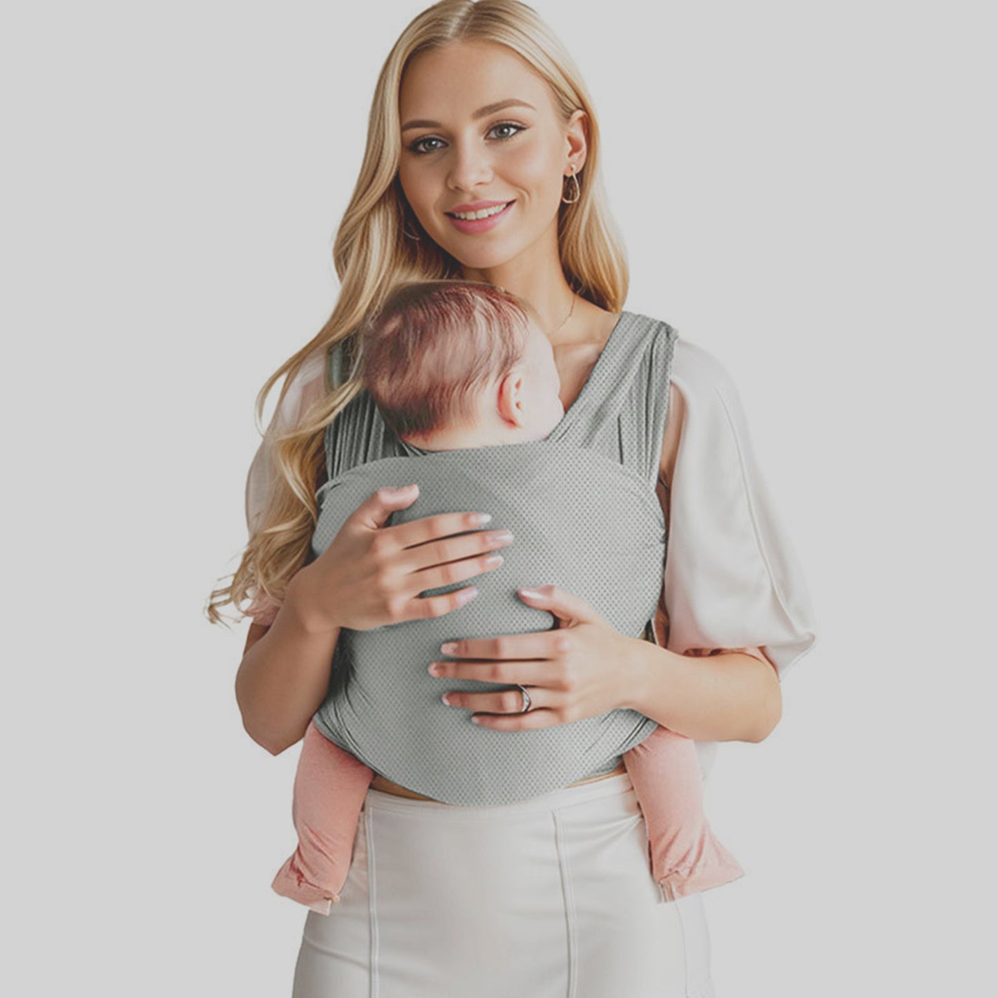 écharpe de portage bébé gris clair