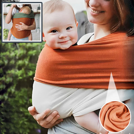 écharpe-de-portage-bébé orange beige