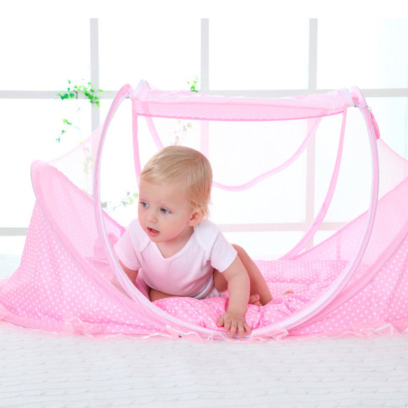 moustiquaire lit bébé point rose