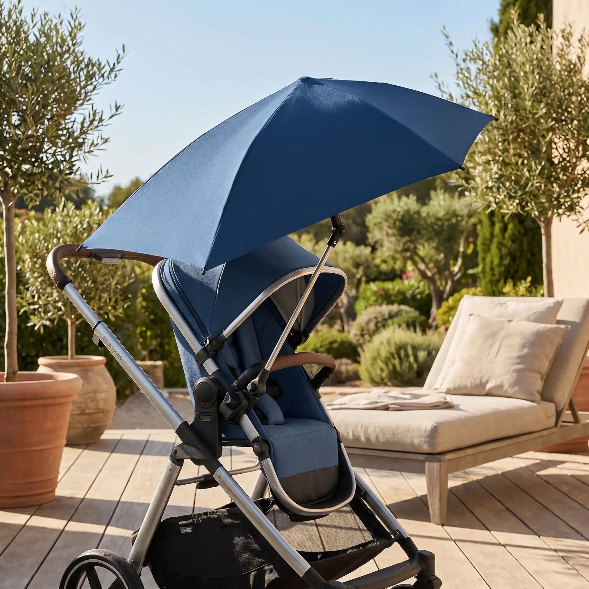 ombrelle pour poussette bleue